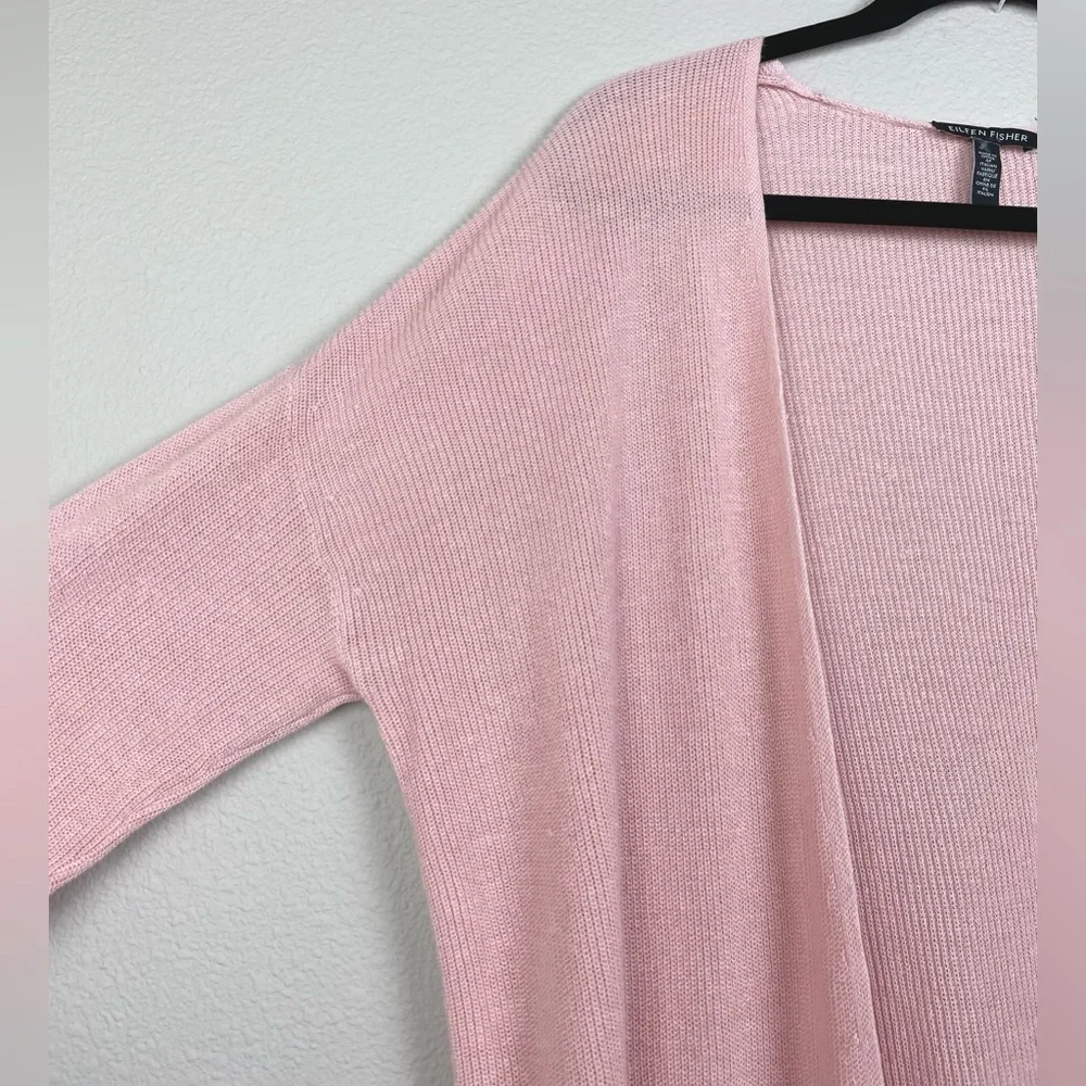Eileen Fisher Women's Medium Open Front Cardigan Organic Linen Cotton Blush Pink - Picture 4 of 16